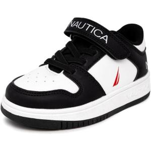 imageNautica Kids Adjustable Strap Shoes  Comfortable Casual Sneakers for Boys and Girls Toddlers amp Little KidsBlack White