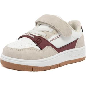 imageNautica Kids Adjustable Strap Shoes  Comfortable Casual Sneakers for Boys and Girls Toddlers amp Little KidsBurgundy Whiteseaspray