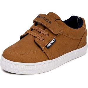 imageNautica Kids Adjustable Strap Shoes  Comfortable Casual Sneakers for Boys and Girls Toddlers amp Little KidsLight Tan