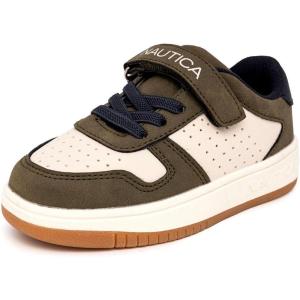 imageNautica Kids Adjustable Strap Shoes  Comfortable Casual Sneakers for Boys and Girls Toddlers amp Little KidsOlive Bone