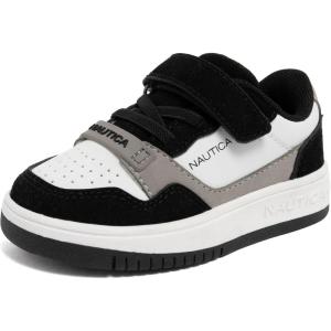 imageNautica Kids Adjustable Strap Shoes  Comfortable Casual Sneakers for Boys and Girls Toddlers amp Little KidsWhite Black Blackseaspray