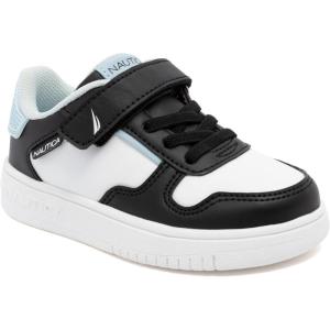 imageNautica Kids Adjustable Strap Shoes  Comfortable Casual Sneakers for Boys and Girls Toddlers amp Little KidsWhite Black Blue