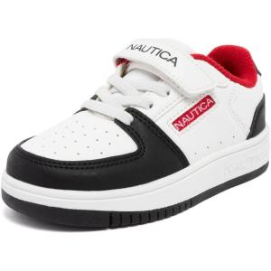 imageNautica Kids Adjustable Strap Shoes  Comfortable Casual Sneakers for Boys and Girls Toddlers amp Little KidsWhite Black Red