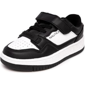 imageNautica Kids Adjustable Strap Shoes  Comfortable Casual Sneakers for Boys and Girls Toddlers amp Little KidsWhite Blackseaspray