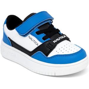 imageNautica Kids Adjustable Strap Shoes  Comfortable Casual Sneakers for Boys and Girls Toddlers amp Little KidsWhite Blue Blackseaspray