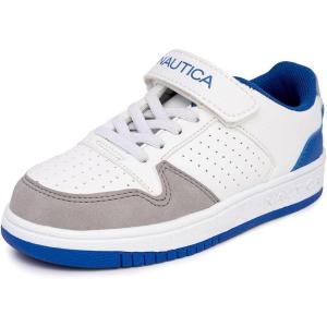 imageNautica Kids Adjustable Strap Shoes  Comfortable Casual Sneakers for Boys and Girls Toddlers amp Little KidsWhite Blue Greyjarrell
