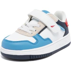 imageNautica Kids Adjustable Strap Shoes  Comfortable Casual Sneakers for Boys and Girls Toddlers amp Little KidsWhite Blue Red