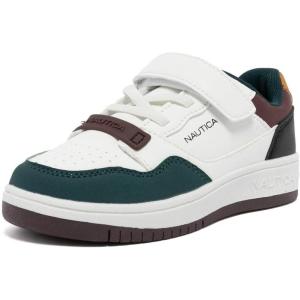 imageNautica Kids Adjustable Strap Shoes  Comfortable Casual Sneakers for Boys and Girls Toddlers amp Little KidsWhite Green Burgundyseaspray