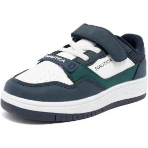 imageNautica Kids Adjustable Strap Shoes  Comfortable Casual Sneakers for Boys and Girls Toddlers amp Little KidsWhite Green Navyseaspray
