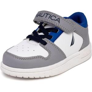 imageNautica Kids Adjustable Strap Shoes  Comfortable Casual Sneakers for Boys and Girls Toddlers amp Little KidsWhite Greycaraoni