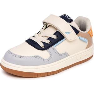 imageNautica Kids Adjustable Strap Shoes  Comfortable Casual Sneakers for Boys and Girls Toddlers amp Little KidsWhitenavy Blue