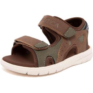 imageNautica Toddler Boys Sport Sandals  Lightweight Athletic OpenToe Summer Shoes with Dual Adjustable Hook and Loop Straps for Outdoor Play Beach and WaterBrown Olive Jupiter