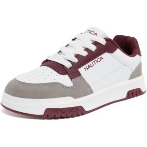 imageNautica Youth Athletic Sneakers  Comfortable LaceUp Tennis Shoes for Boys and Girls Durable Casual Sport Footwear for School Gym and Daily WearBurgundy Greygavie