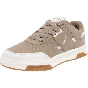 imageNautica Youth Athletic Sneakers  Comfortable LaceUp Tennis Shoes for Boys and Girls Durable Casual Sport Footwear for School Gym and Daily WearMushroom Bone