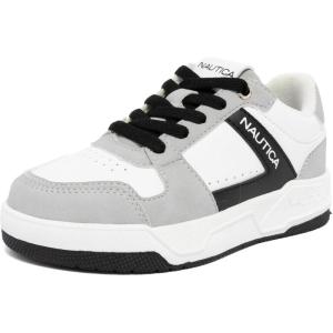 imageNautica Youth Athletic Sneakers  Comfortable LaceUp Tennis Shoes for Boys and Girls Durable Casual Sport Footwear for School Gym and Daily WearWhite Black Grey