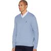 imageNautica Mens Long Sleeve Solid Classic VNeck SweaterDeep Anchor Heather