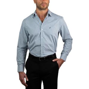 imageNAUTICA Slim Fit 100 Cotton Mens Dress Shirts Long Sleeve Wrinkle Resistant FormalBlue  Green Plaid