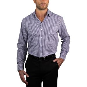 imageNAUTICA Slim Fit 100 Cotton Mens Dress Shirts Long Sleeve Wrinkle Resistant FormalPurple  Blue Check