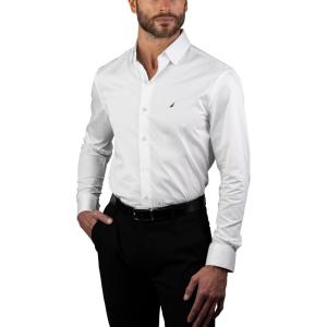 imageNAUTICA Slim Fit 100 Cotton Mens Dress Shirts Long Sleeve Wrinkle Resistant FormalWhite