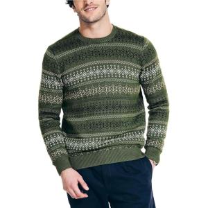 imageNautica Mens Nautica Fair Isle Crewneck SweaterChive