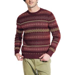 imageNautica Mens Nautica Fair Isle Crewneck SweaterDeep Crimson