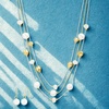 image:imageNautica Beaded Station Necklace Simulated Pearl Earring Set for Women Rhodium amp 14K Yellow Gold Plated Alloy 2126 Inches