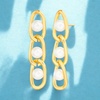 image:imageNautica Link Chain Simulated Pearl Dangle Earrings for Women 14K Yellow Gold Plated Alloy