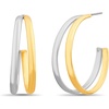 image:imageNautica 30 mm Split Hoop Earrings for Women Rhodium amp 14K Yellow Gold Plated Alloy