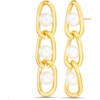 image:imageNautica Link Chain Simulated Pearl Dangle Earrings for Women 14K Yellow Gold Plated Alloy