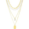 image:imageNautica Simulated Pearl Rhinestone Dog Tag Necklace Set for Women 14K Yellow Gold Plated Alloy 17  23 Inches