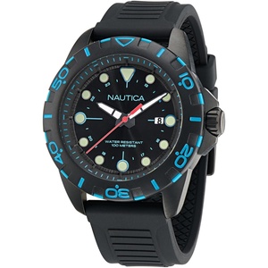 image:imageNautica Mens Black Silicone Strap Watch Model NAPNRS404