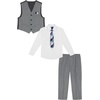 image:imageNautica Baby Boys 4piece Suit Set with Dress Shirt Vest Pants and TieLight Grey Deco Sharkskin