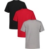 image:imageNautica Boys Short Sleeve Solid Crew Neck TShirt Multipack Soft Comfortable Relaxed FitSteeple Grey StripeCarmineBlack