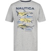 image:imageNautica Boys Short Sleeve JClass Logo Crew Neck TShirt Soft Comfortable Relaxed FitShark Map Lt Grey Heather