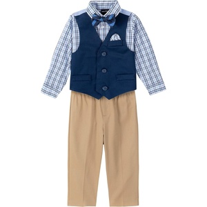 image:imageNautica Baby Boys 4piece Suit Set with Dress Shirt Vest Pants and TieFlag Blue