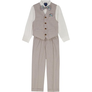 image:imageNautica Boys 4piece Formal Suit Set with Vest Pants Collared Dress Shirt and TieWheat Stripe