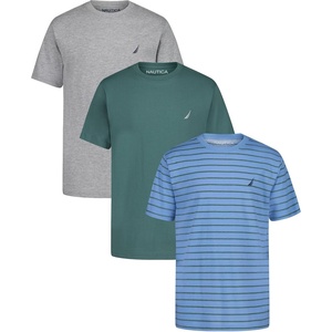 image:imageNautica Boys Short Sleeve Solid Crew Neck TShirt Multipack Soft Comfortable Relaxed FitDella Robbia StripeSagebrushGrey