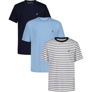image:imageNautica Boys Short Sleeve Solid Crew Neck TShirt Multipack Soft Comfortable Relaxed FitNavy Seas StripeNavy SolidBlue Bell