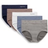 image:imageNautica Womens Seamless Ribbed Knit Brief Underwear Set 5PackMid Heather GreyStonewashWhiteCafe LatteNocturnal Navy