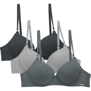 image:imageNautica Womens 3Pack Bras Cotton Blend Light Lift Everyday TShirt Bra SetMoon RayMd Heather GreyChainmetal