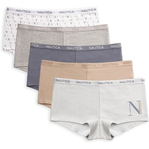 image:imageNautica Womens Cotton Boyshort Underwear Set 5PackMisty SpringLunarEndless DuskMd Heather GreyMulti Logo