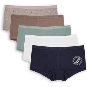 image:imageNautica Womens Cotton Boyshort Underwear Set 5PackNocturnal NavyWhiteBlue SageVolcano AshNt Blue Dot