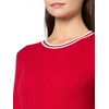 image:imageNautica Womens Solid Cable Long Sleeve Tipped SweaterScarletIvory