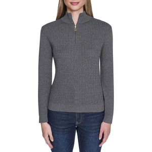 image:imageNautica Womens 14 Zip Mockneck Cable SweaterFog Heather