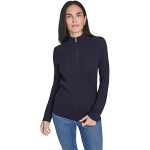 image:imageNautica Womens 14 Zip Mockneck Cable SweaterNight Sky