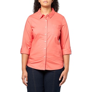 image:imageNautica Womens Button Front Long Sleeve Roll Tab ShirtCoralie