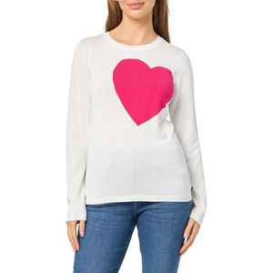 image:imageNautica Womens Soft Heart Long Sleeve Crewneck SweaterIvoryAster Pink