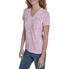 image:imageNautica Womens Solid VNeck Short Sleeve TShirtEnglish Rose Multi