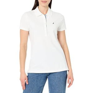 image:imageNautica Womens 5Button Short Sleeve Breathable 100 Cotton Polo ShirtBright White New