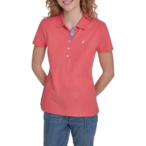 image:imageNautica Womens 5Button Short Sleeve Breathable 100 Cotton Polo ShirtCoralie